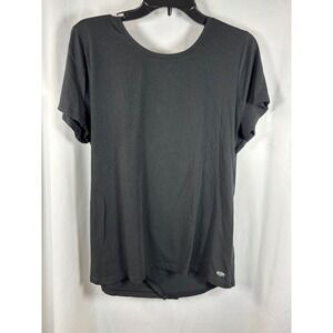 Victoria Sport Womens XL Black Open Tulip Back Short Sleeve Activewear T-Shirt